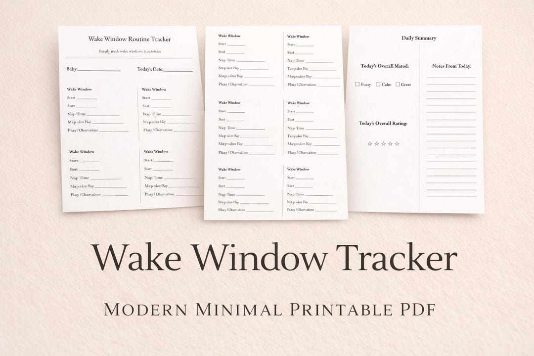 Round Window Tracker Baby Wake Window Tracker – Newborn Routine Log (PDF Download, US Letter ...