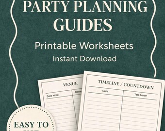 Minimalistisk festplaneringsguide utskrivbar • Modern eventplanerare • Födelsedags-, dusch- och festorganisatör • Direktnedladdning