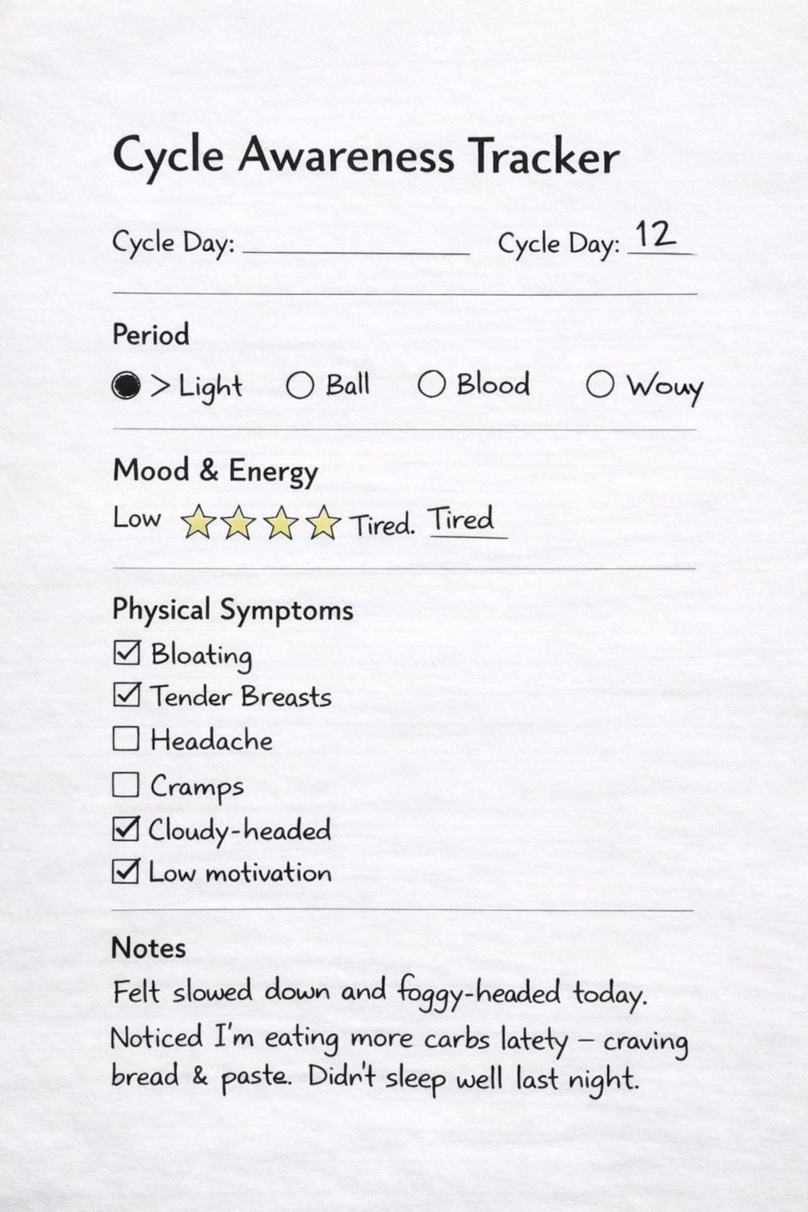 Cycle Awareness Tracker | Period, Mood & Symptom Log (PDF Printable) - Etsy