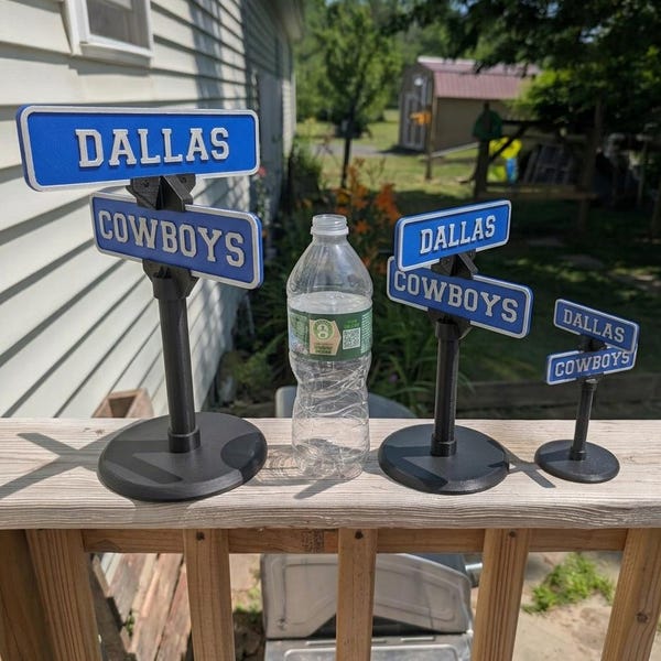 Juego de letreros de calle de los Dallas Cowboys / Impresión 3D / 2 letreros / 3 tamaños