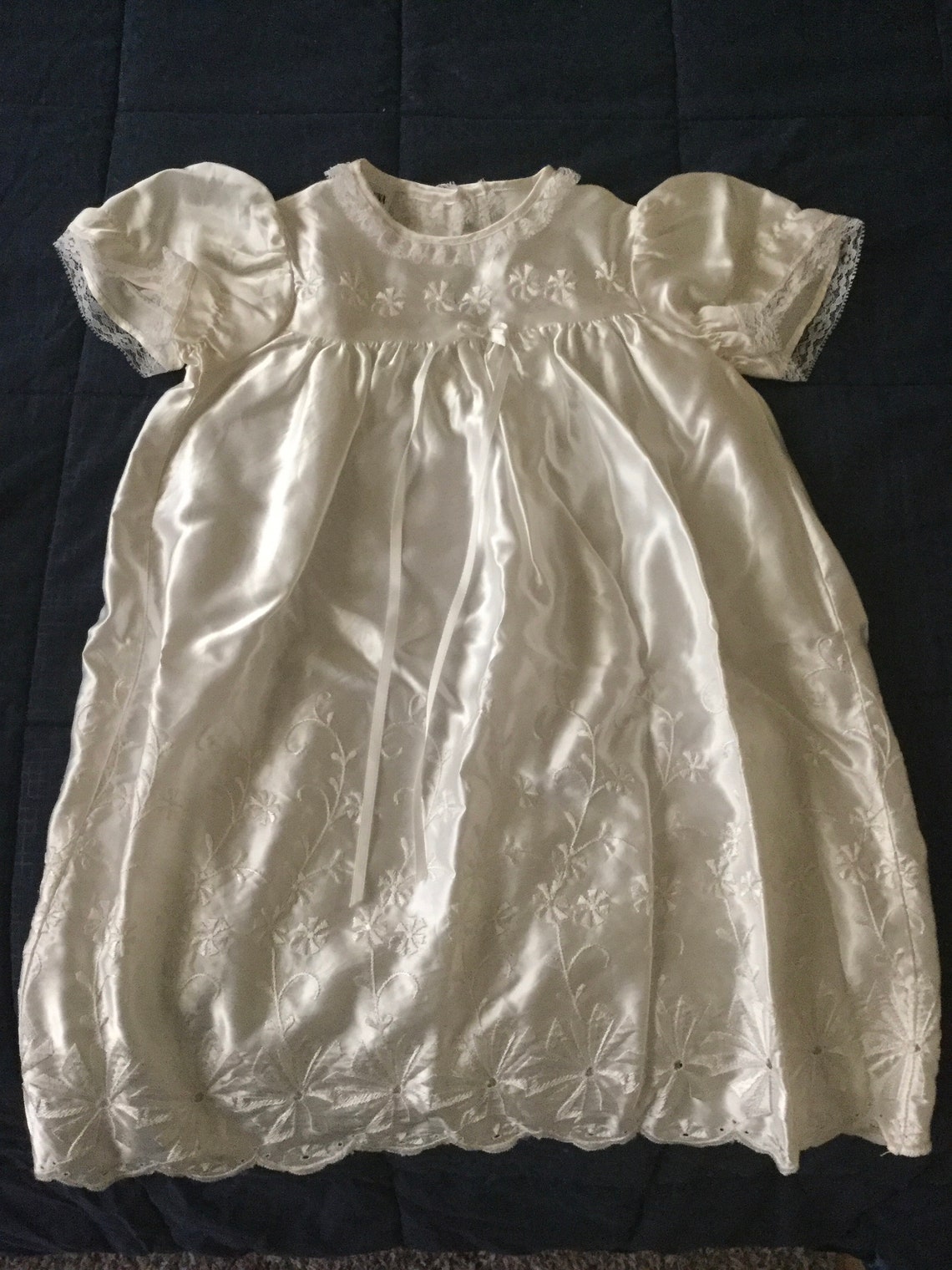 On Sale Vintage Madonna Girls White Satin Christening Dress 4 | Etsy