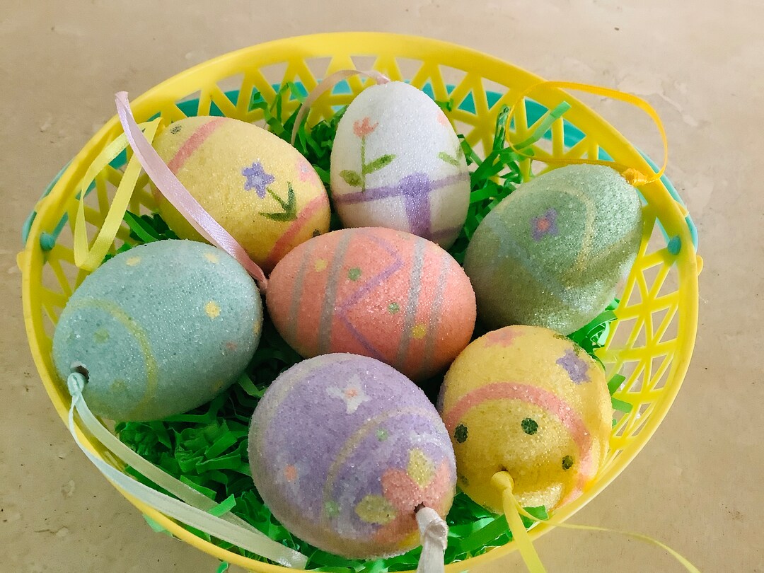 Set of 7 Crystal Glitter Easter Egg Ornaments / Easter Etsy