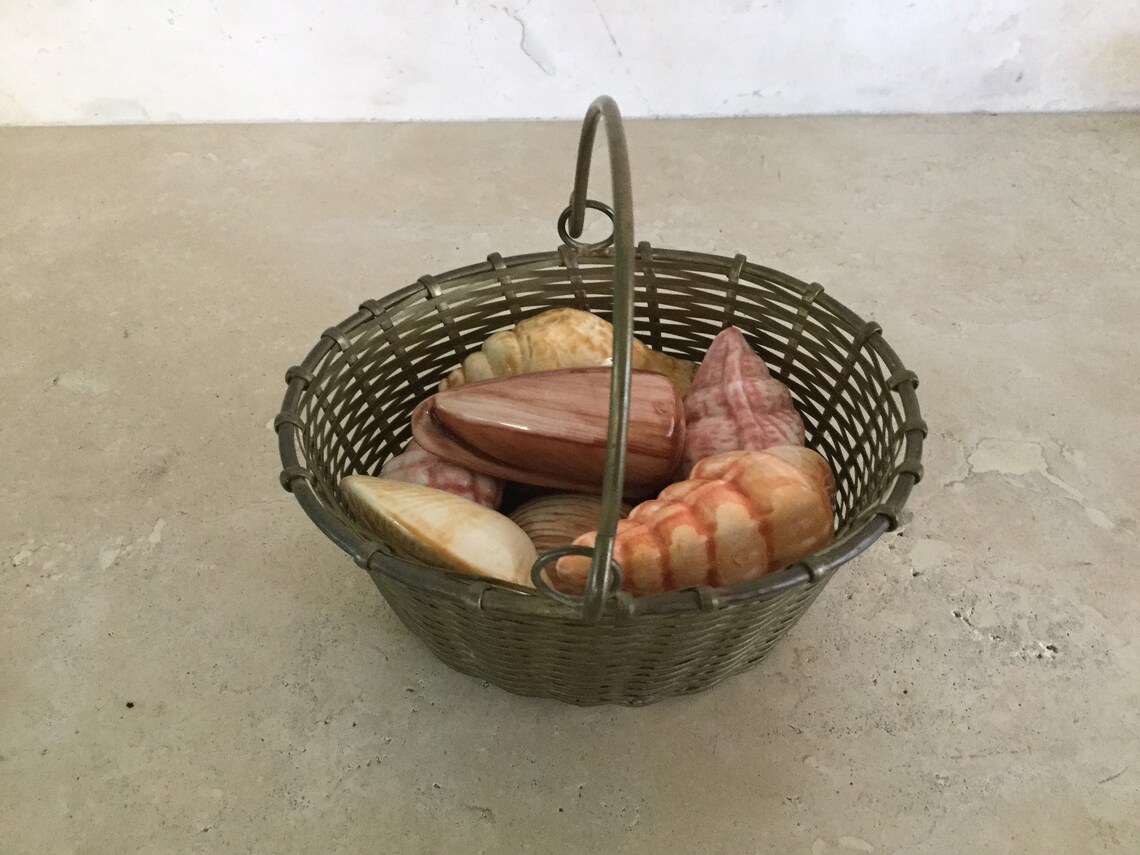 Vintage Small Solid Brass Wire Basket from India with 8 Etsy