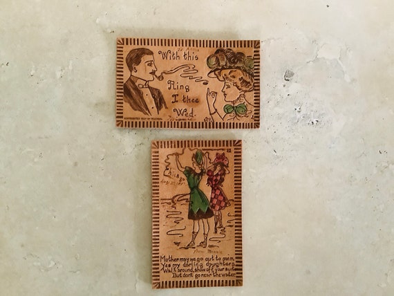 Vintage Stamped Leather Postcard From 1907, Priced Individually