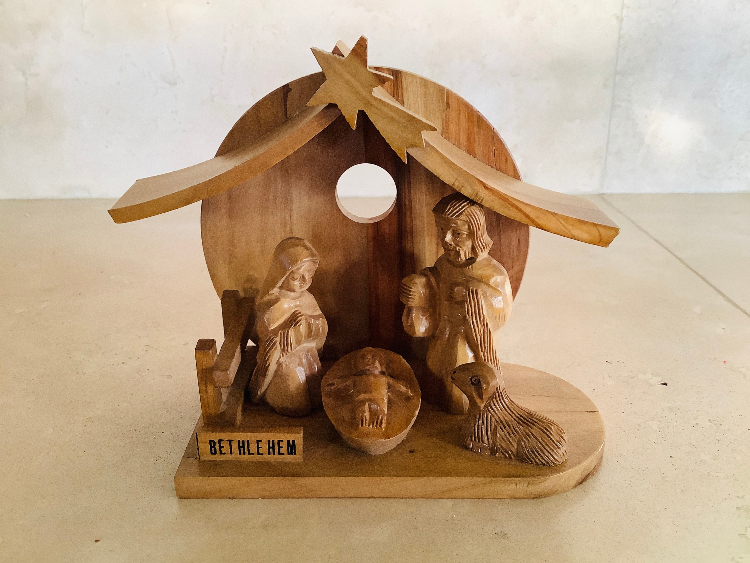 Beautiful Vintage Hand Carved Olive Wood Nativity Set From | Etsy