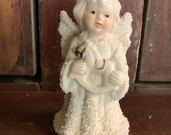Vintage Porcelain Hand Painted Christmas Angel Bell / Christmas Decoration / Christmas Ornament