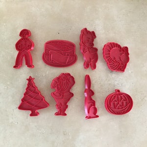 Vintage Red Plastic Cookie Cutters for All Holidays Circa 1960 Tupperware