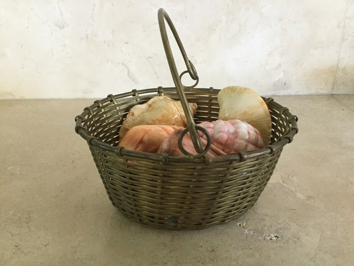 Vintage Small Solid Brass Wire Basket from India with 8 Etsy