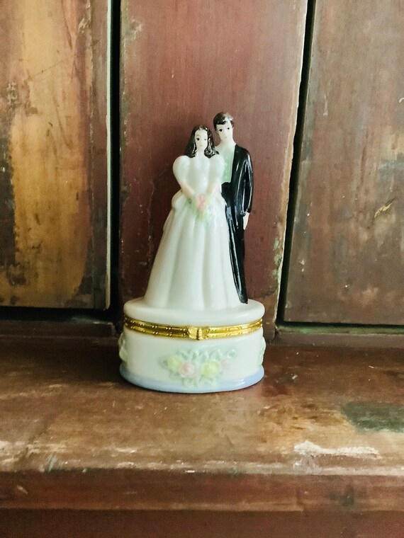 Hand Painted Porcelain Bride and Groom Limoge Lik… - image 1