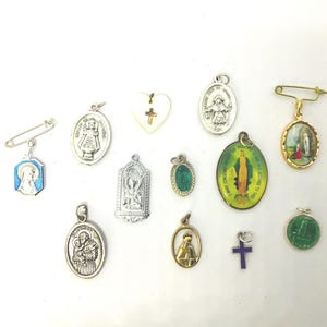 12 Vintage Italian Religious Medals: Assorted Catholic Pendants