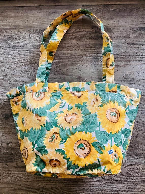 Vintage Mexican Sunflower Oil Cloth Tote Bag