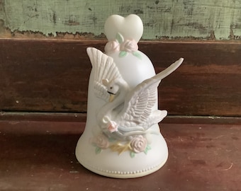 Vintage Enesco Bell Shaped Music Box with Swan, Plays True Love