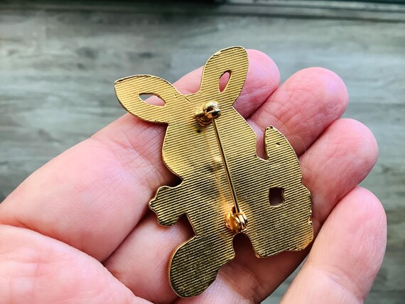 White Glitter Rabbit Easter Pin, Easter Bunny Bro… - image 2