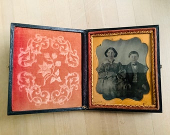 Daguerreotype Photograph in Case, Girl and Boy Daguerreotype