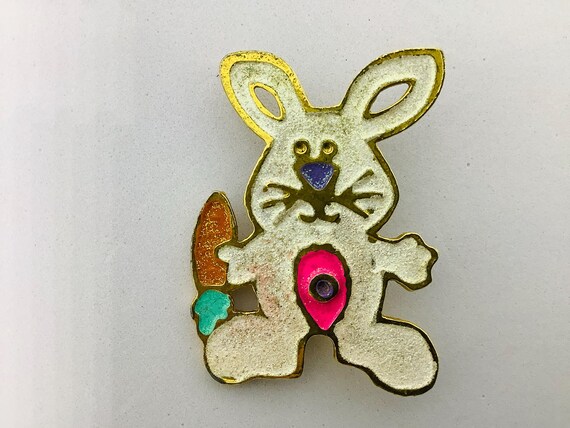 White Glitter Rabbit Easter Pin, Easter Bunny Bro… - image 6