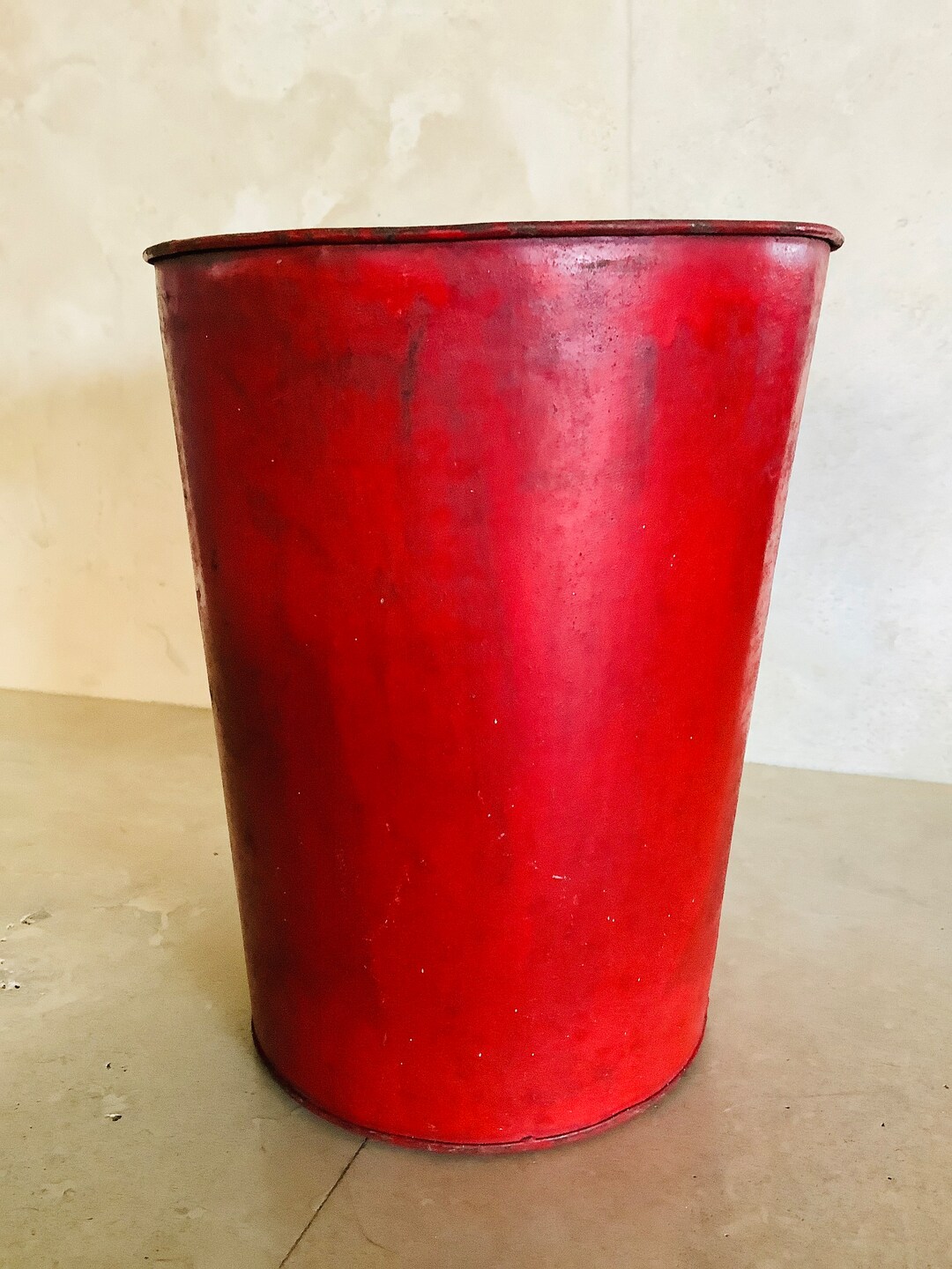 Primitive Painted Metal Sap Bucket / Maple Syrup Bucket / Flower Bucket