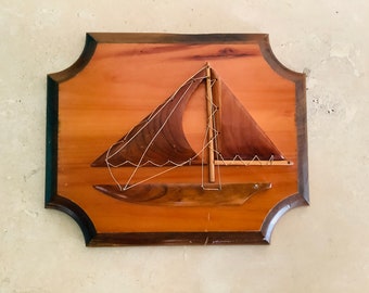 3-D Handmade Wooden Sailboat Picture / Coastal Home Decor / Wall Hanging