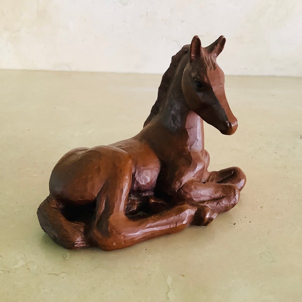 Vintage Handcrafted Chesnut Foal / Horse Figure by Red Mill Circa 1989