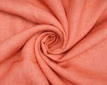 Light peach stone washed 100% linen fabric by meter