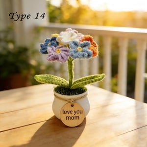 Plante de soutien émotionnel au crochet fait main, fleur éternelle en pot, cadeau personnalisable pour elle, décoration de bureau, cadeau de fête des mères, décoration d'intérieur