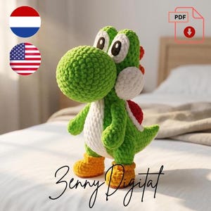 Yoshi Dinosaurier Amigurumi Häkelanleitung, Intermediate Plüschtier DIY (PDF Download)