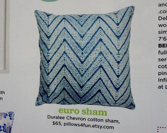 HGTV Magazine Featured Chevron Pillow Cover: Teal Blue Euro Sham
