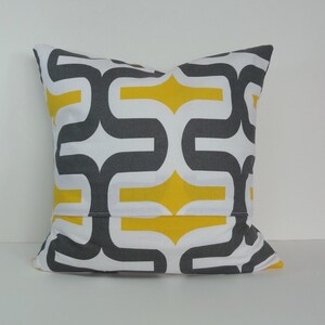 Yellow and Grey Decorative Pillow Cover, Throw Cushion Cover, 18 x 18 Geometric Pillow image 3