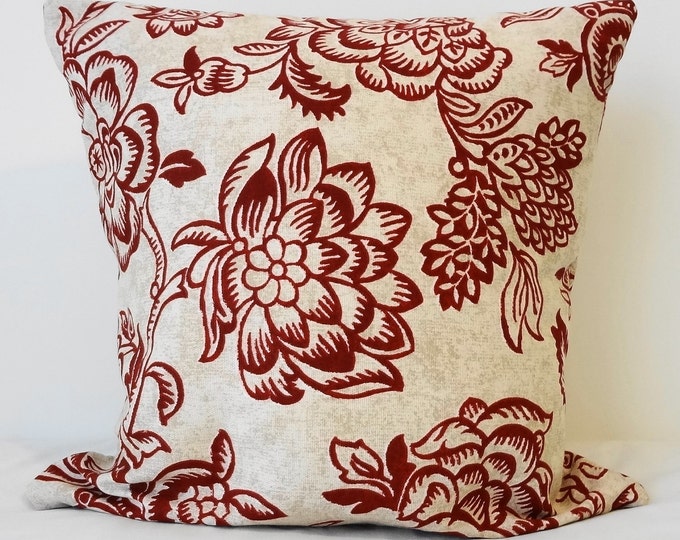 Red Flower Print Throw Pillow Covers by Richloom Fabrics Etsy