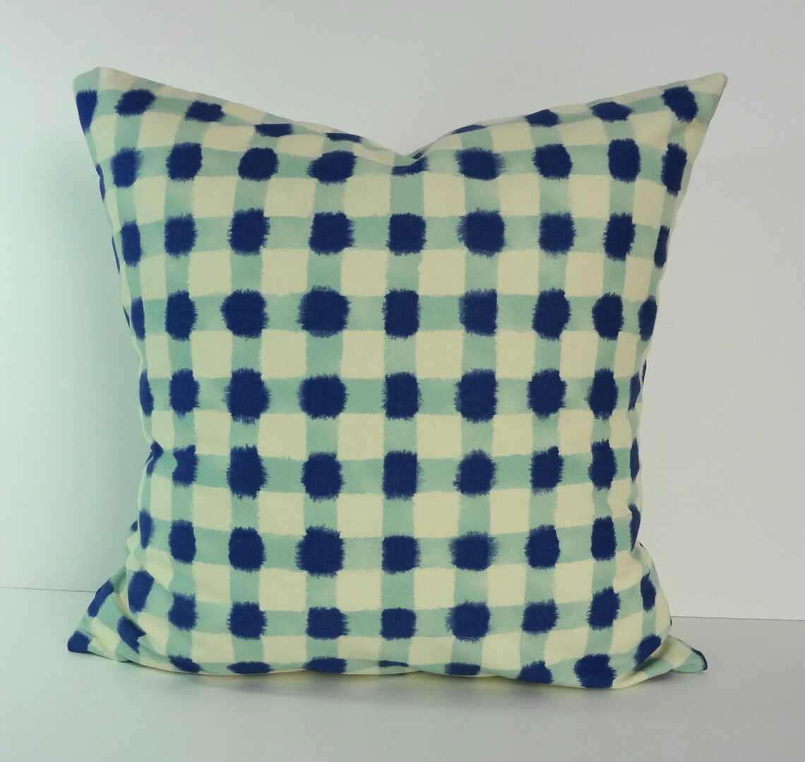 Blue and Sea Foam Green Plaid Decorative Pillow Cover, 18 X 18 Etsy