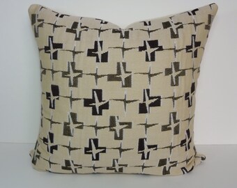 Retro Mid-Century Throw Pillow Cover: Brown Tan Starburst, 20x20