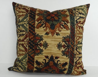 Southwestern Decorative Pillow Cover, Throw Pillow, Cushion Pillow, Rust, Green, Tan, 20 x 20, Southwest