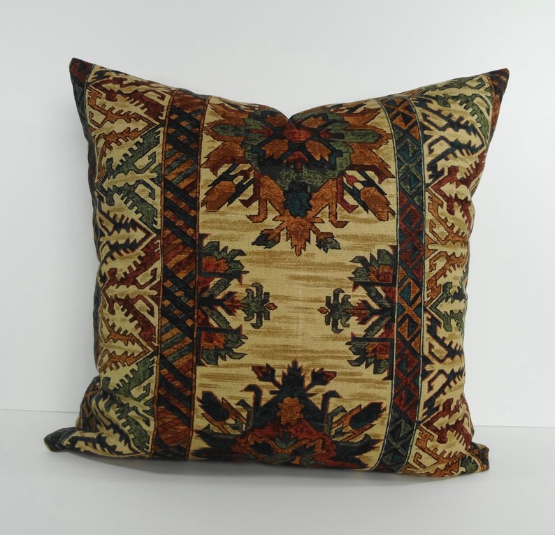 Southwestern Decorative Pillow Cover, Throw Pillow, Cushion Pillow, Rust, Green, Tan, 20 X 20