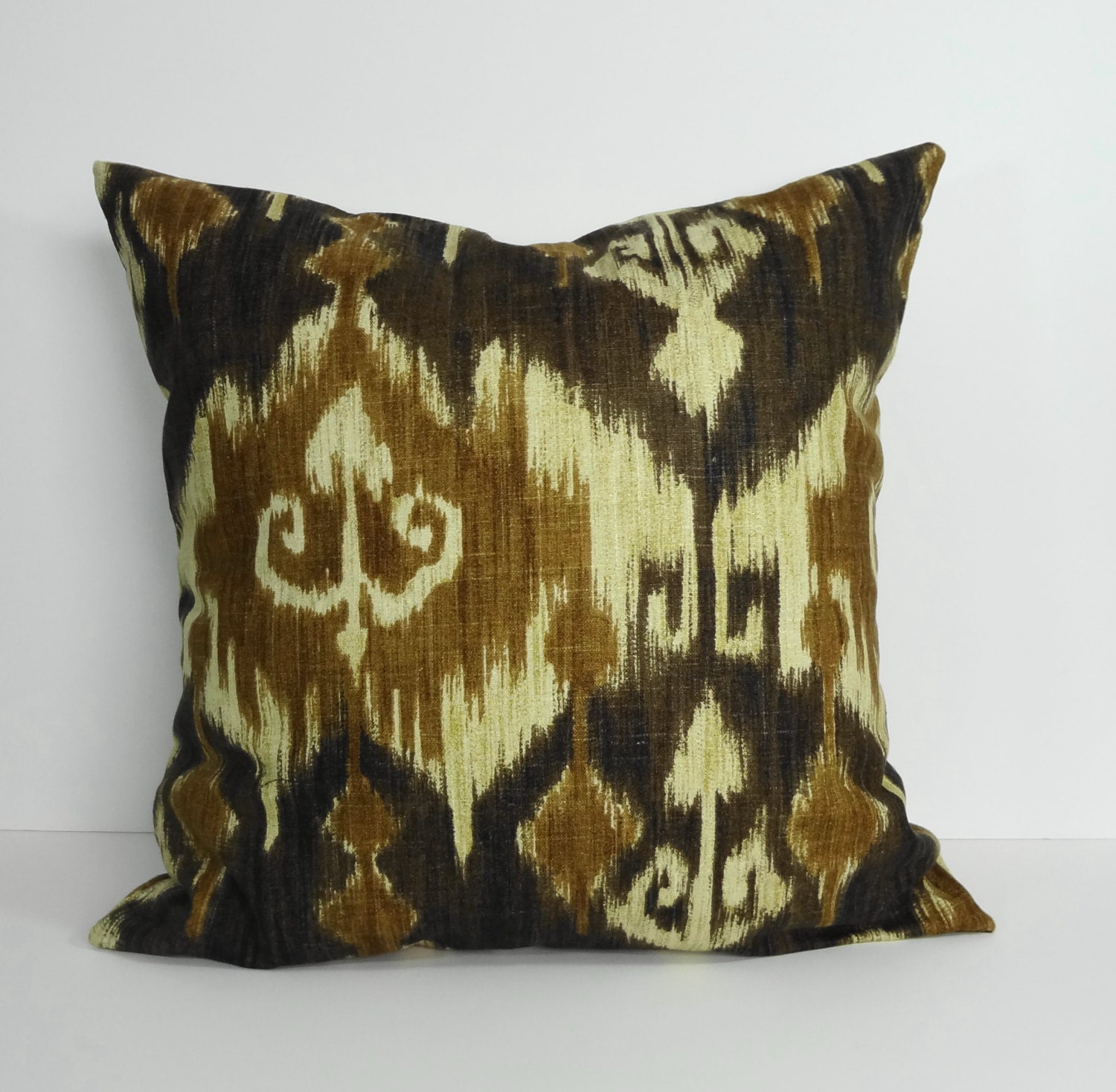 IKAT Decorative Pillow Cover, Brown, Tan, Throw Pillow Cover, Cushion