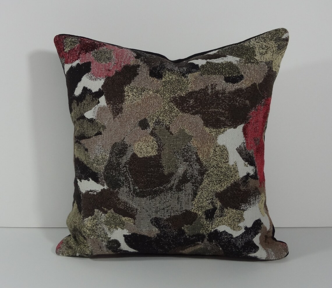 Decorative Pillow Cover Black White Red 16 x 16 Cushion Etsy