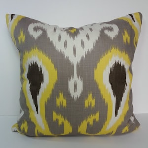 IKAT Batavia Decorative Pillow Cover, Robert Allen Citrine Yellow Pillow Cushion Cover, Dwell Studio, 20 x 20 image 1