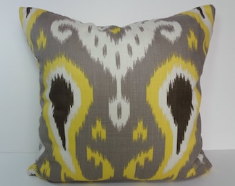 IKAT Batavia Decorative Pillow Cover, Robert Allen Citrine Yellow Pillow Cushion Cover, Dwell Studio, 20 x 20