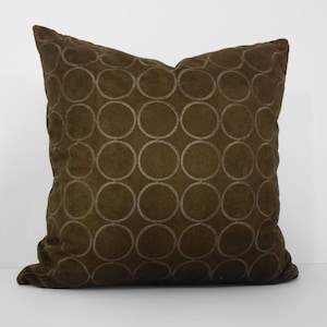 Brown Suede Decorative Pillow Cover, Geometric Circles Throw Pillow Cover,  Pillow Cushion, 18 x 18