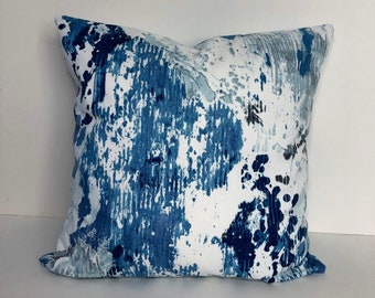 P Kaufmann Decorative Pillow Cover, Indigo Blue and White, 16 x 16