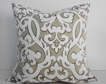 Shabby Chic Pillow Cover: Evening Scroll Print, 18x18 Cottage Decor