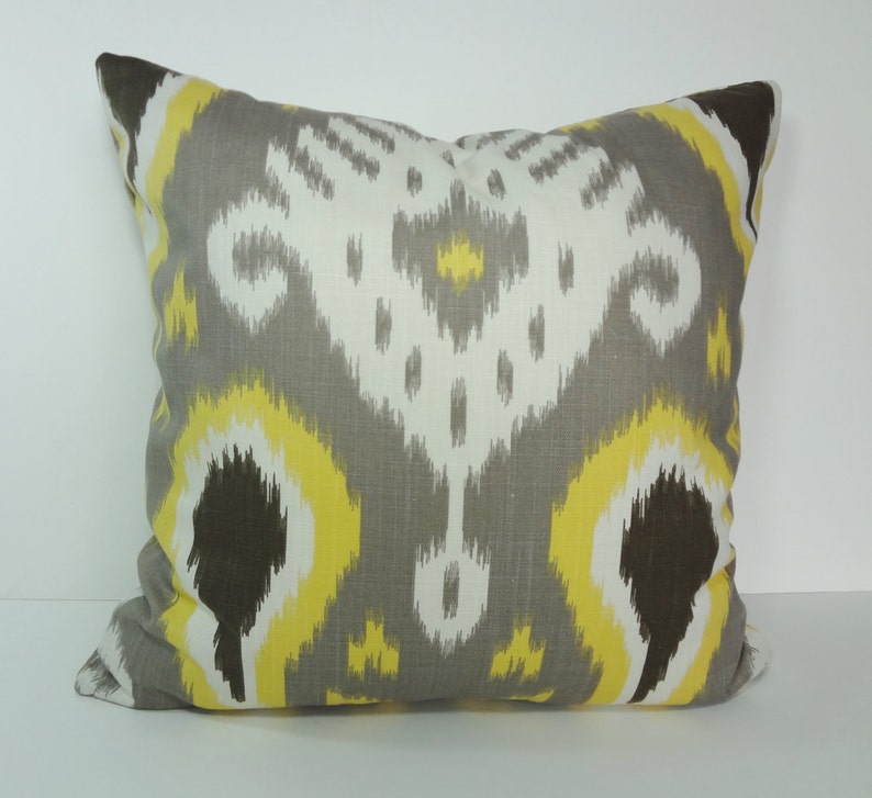 IKAT Batavia Decorative Pillow Cover, Robert Allen Citrine Yellow Pillow Cushion Cover, Dwell Studio, 20 x 20 image 3