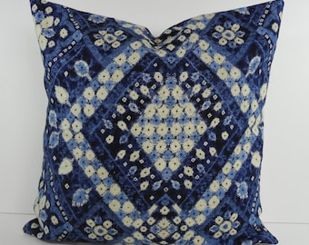 Geometric Blue Designer Pillow Cover, IMAN Home, Decorative Pillow Cushion Cover, 18 x 18