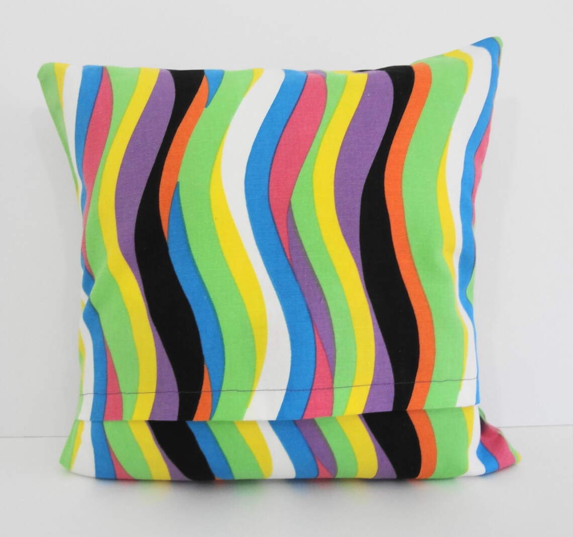 Decorative Striped Pillow Cover Yellow Green Orange Blue Etsy