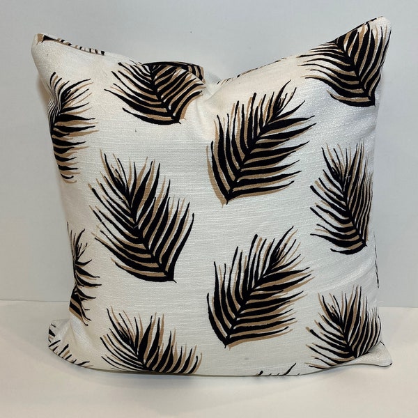 Nate Berkus Palm Leaf Decorative Pillow Cover, Black, Brown, White Accent Pillow 18x18