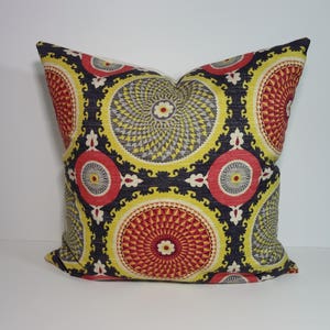 Bohemian Swirl Decorative Pillow Cover, Blue, Navy, Red, 20 x 20, 18 x 18, 12 x 20 Pinwheel Cushion Cover, Waverly Fabrics