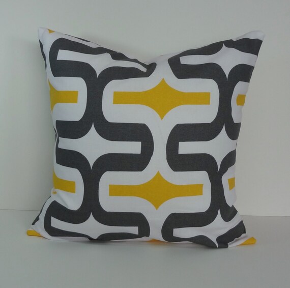 Yellow And Grey Decorative Pillow Cover Throw Cushion Cover Etsy