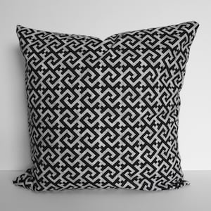 BLACK Greek Key Decorative Throw Pillow Covers, Cushion Cover