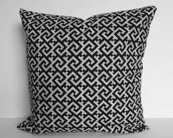 BLACK Greek Key Decorative Throw Pillow Covers, Cushion Cover