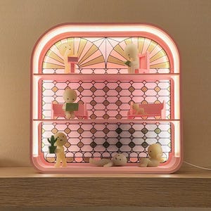 Estantería grande iluminada Smiski - Estilo vidriera