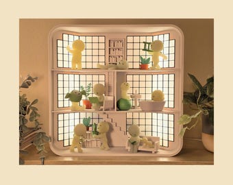 Estantería grande iluminada Smiski - Estilo loft