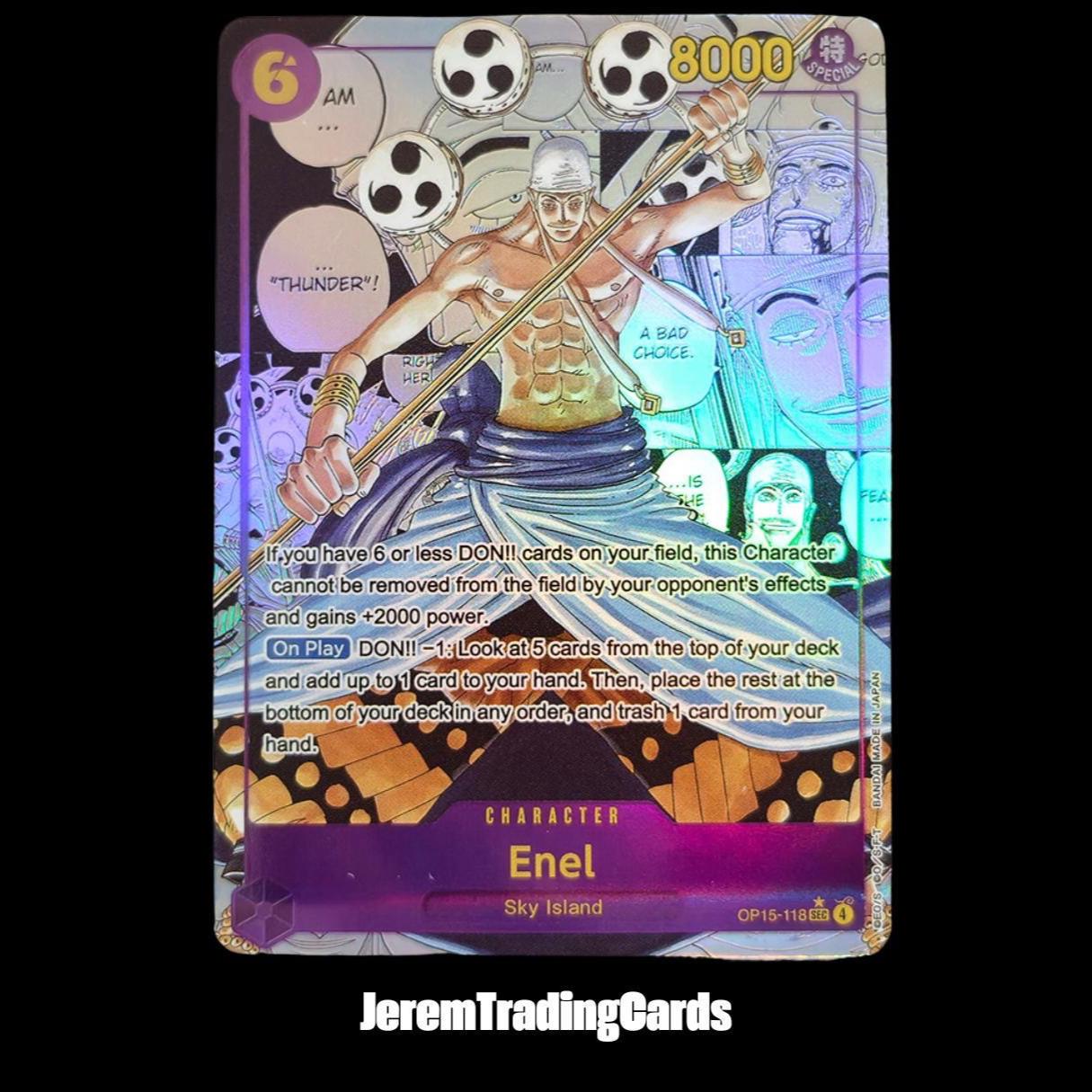 One Piece Manga Enel OP15-118 – Custom Proxy Anime Trading Card